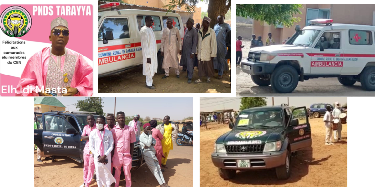 Elhadj Idi Master offre un véhicule 4×4 à la coordination régionale PNDS de Bouza et une ambulance médicalisée à la commune de Baban Katami !